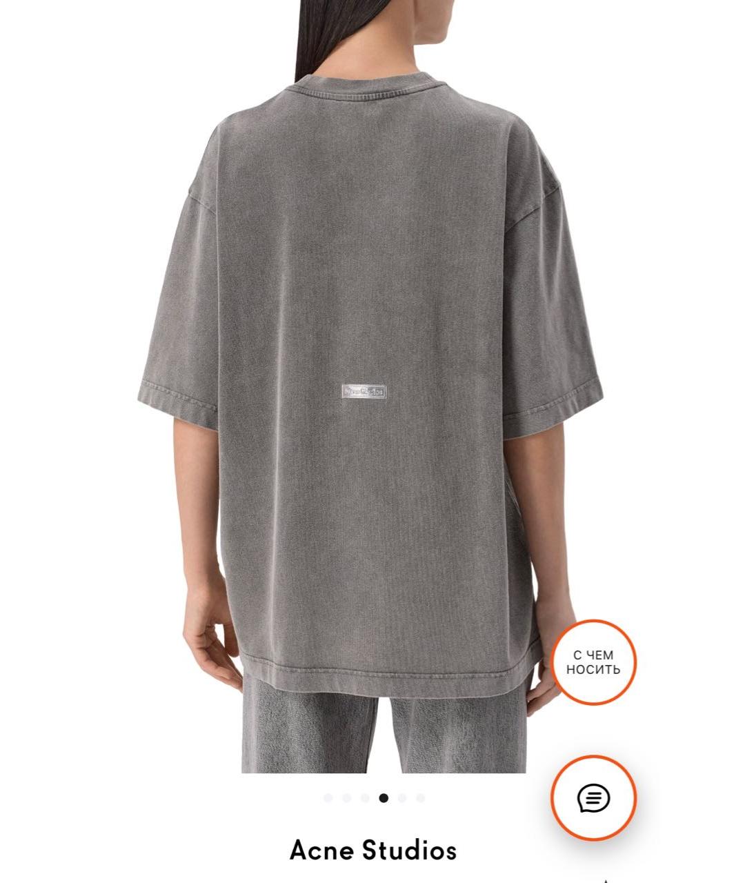 ACNE STUDIOS Серая хлопковая футболка, фото 2