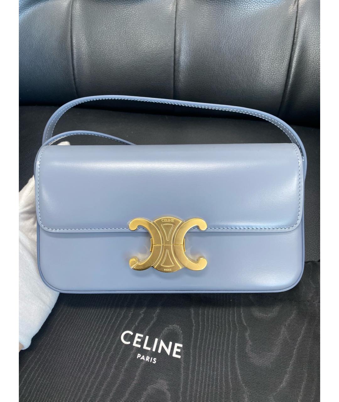 CELINE Голубая кожаная сумка через плечо, фото 3