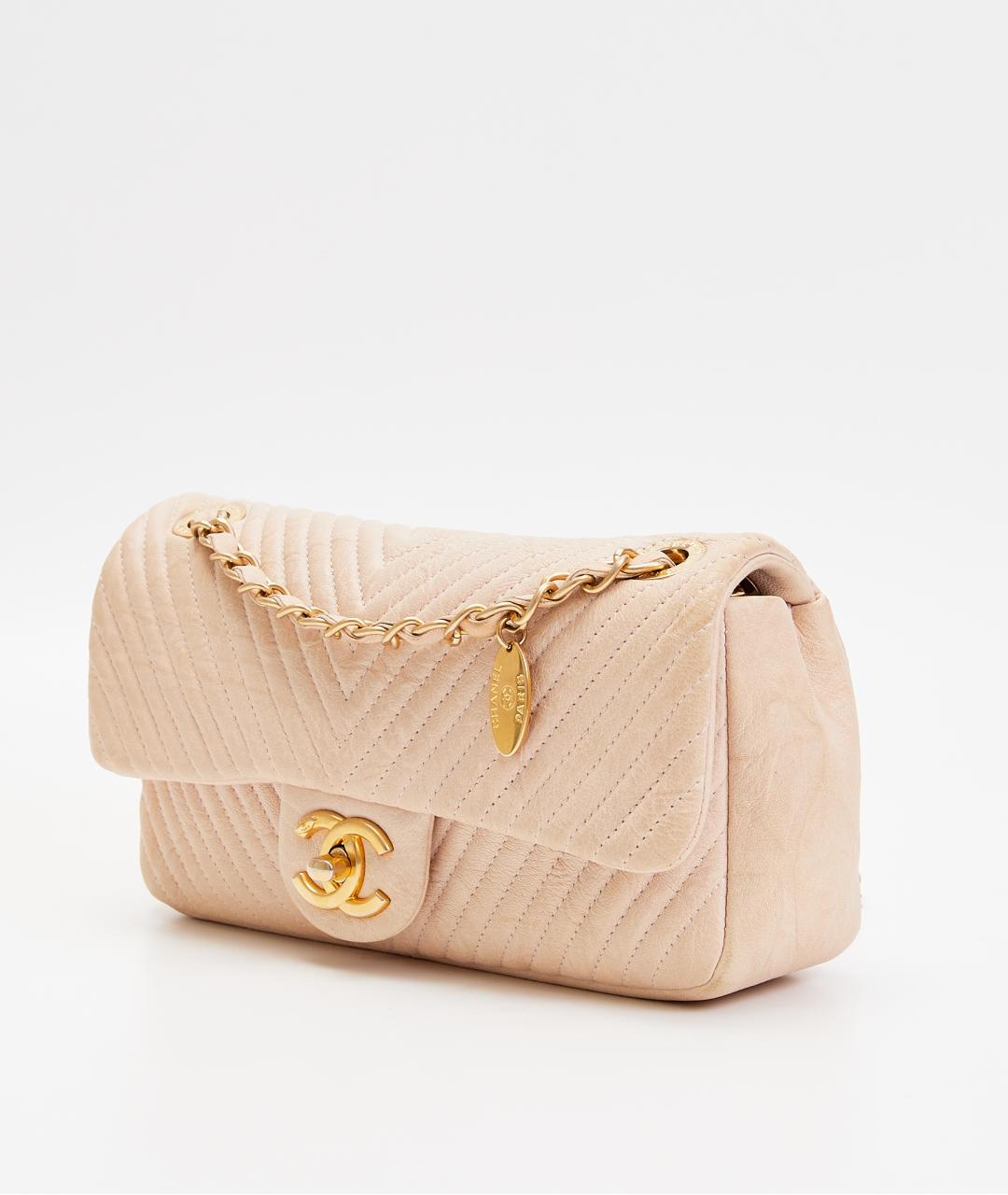 CHANEL Бежевая кожаная сумка через плечо, фото 2