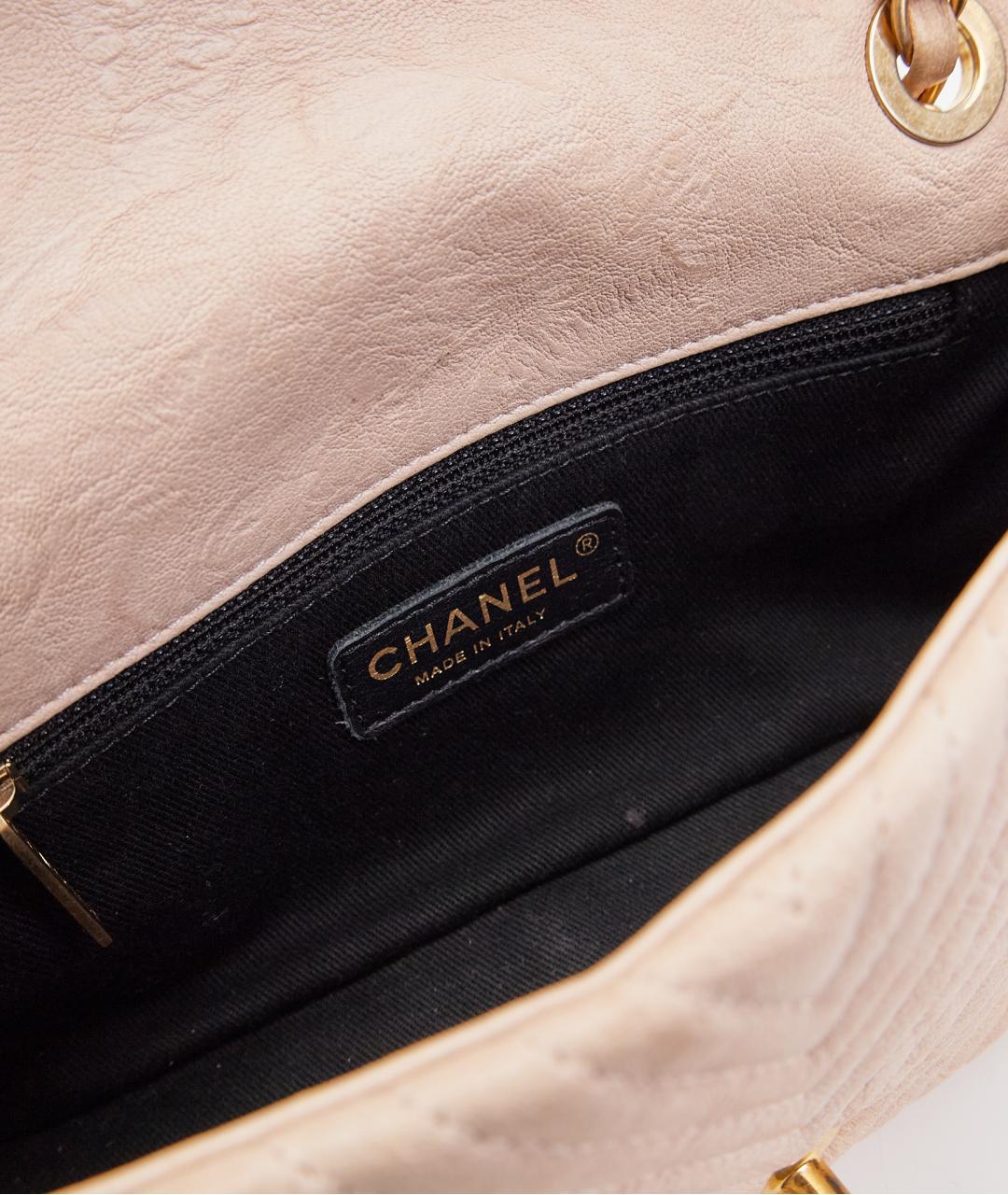 CHANEL Бежевая кожаная сумка через плечо, фото 8