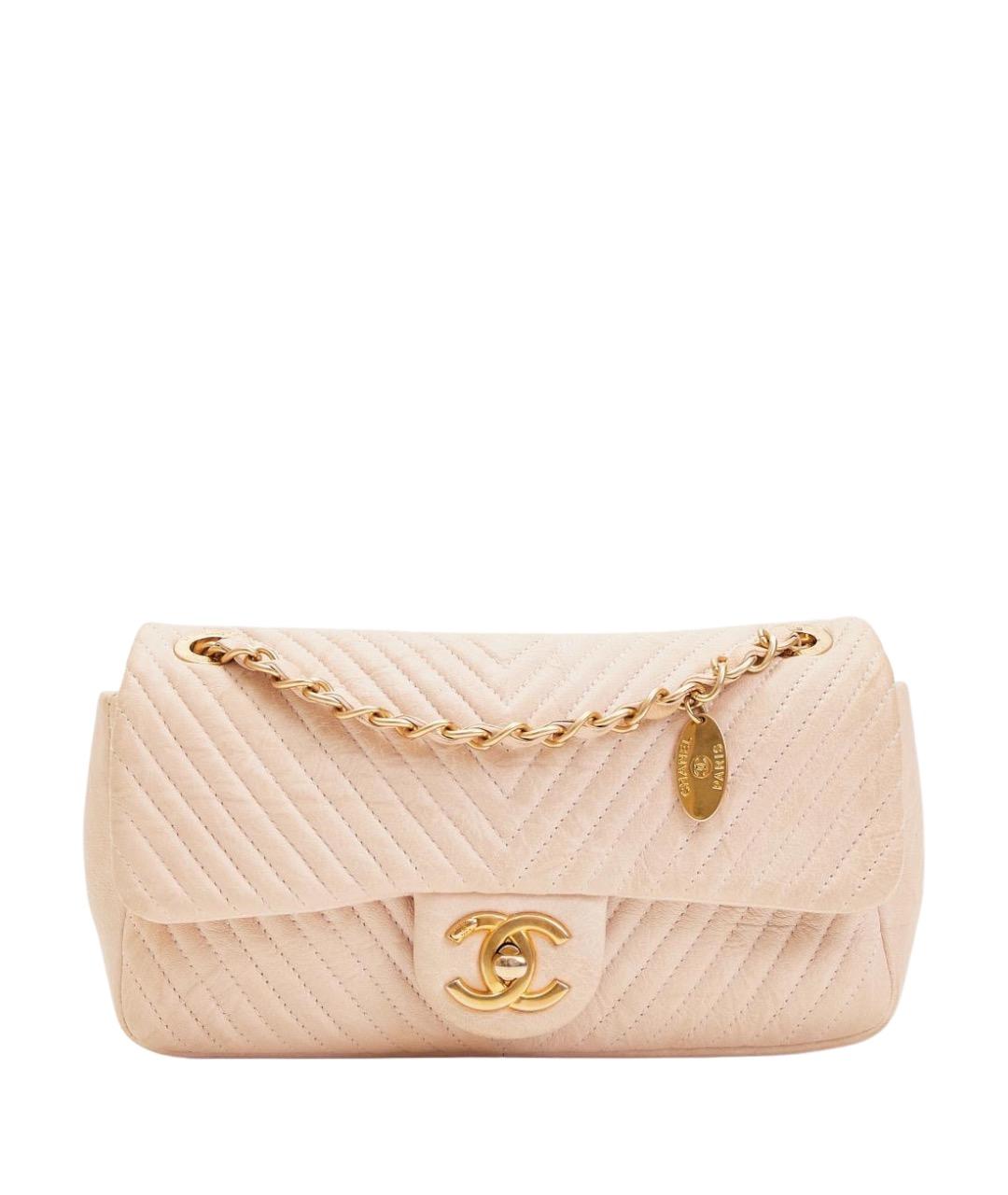 CHANEL Бежевая кожаная сумка через плечо, фото 1