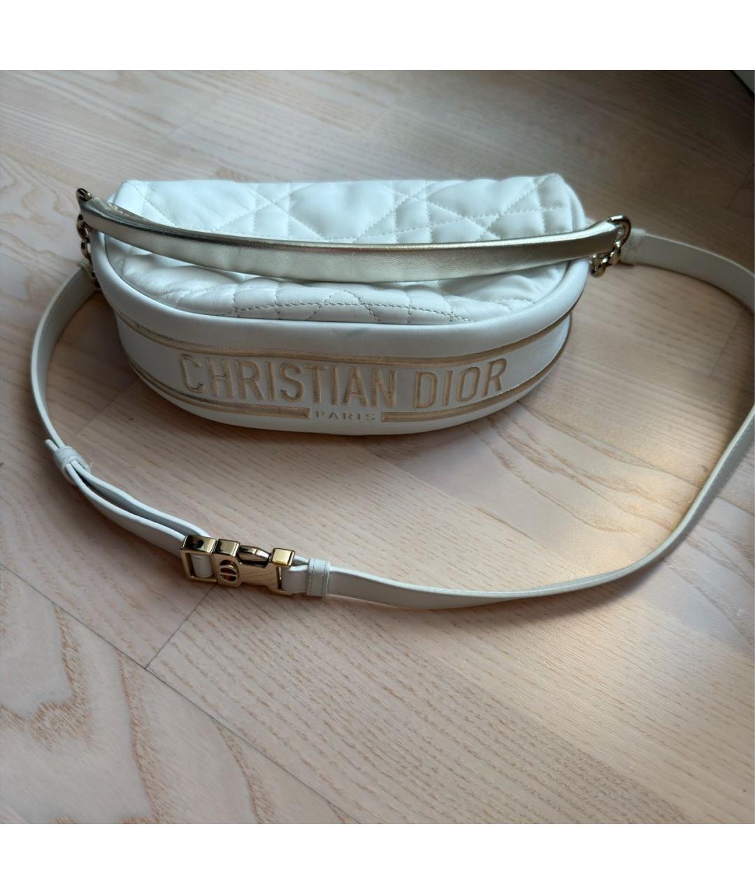 CHRISTIAN DIOR Белая кожаная сумка через плечо, фото 9