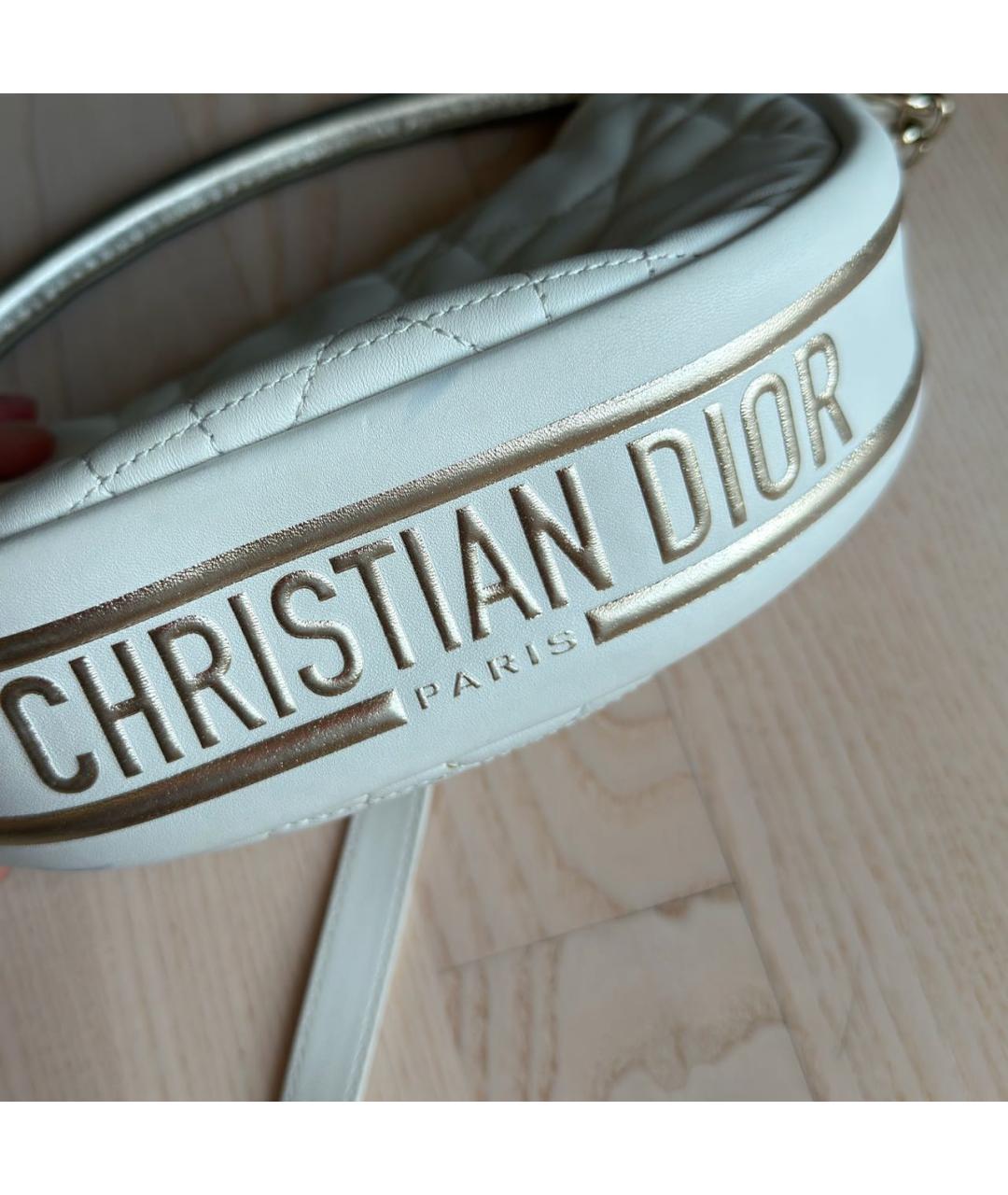 CHRISTIAN DIOR Белая кожаная сумка через плечо, фото 7