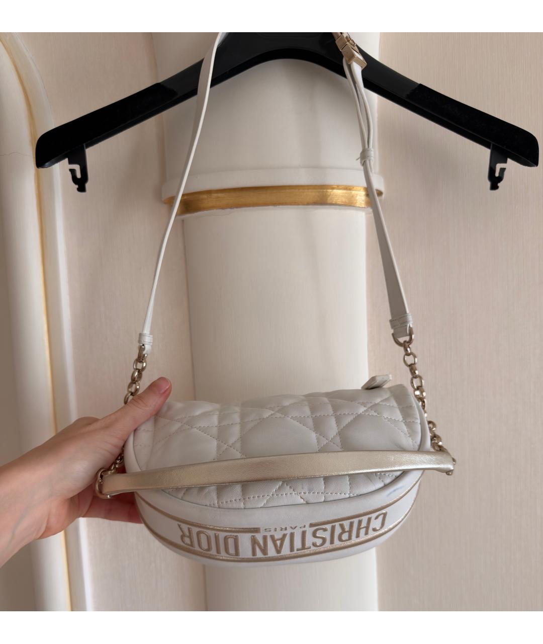 CHRISTIAN DIOR Белая кожаная сумка через плечо, фото 2