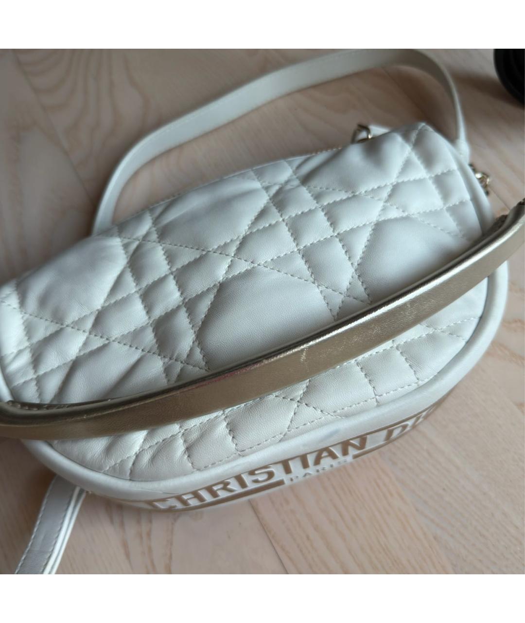 CHRISTIAN DIOR Белая кожаная сумка через плечо, фото 6