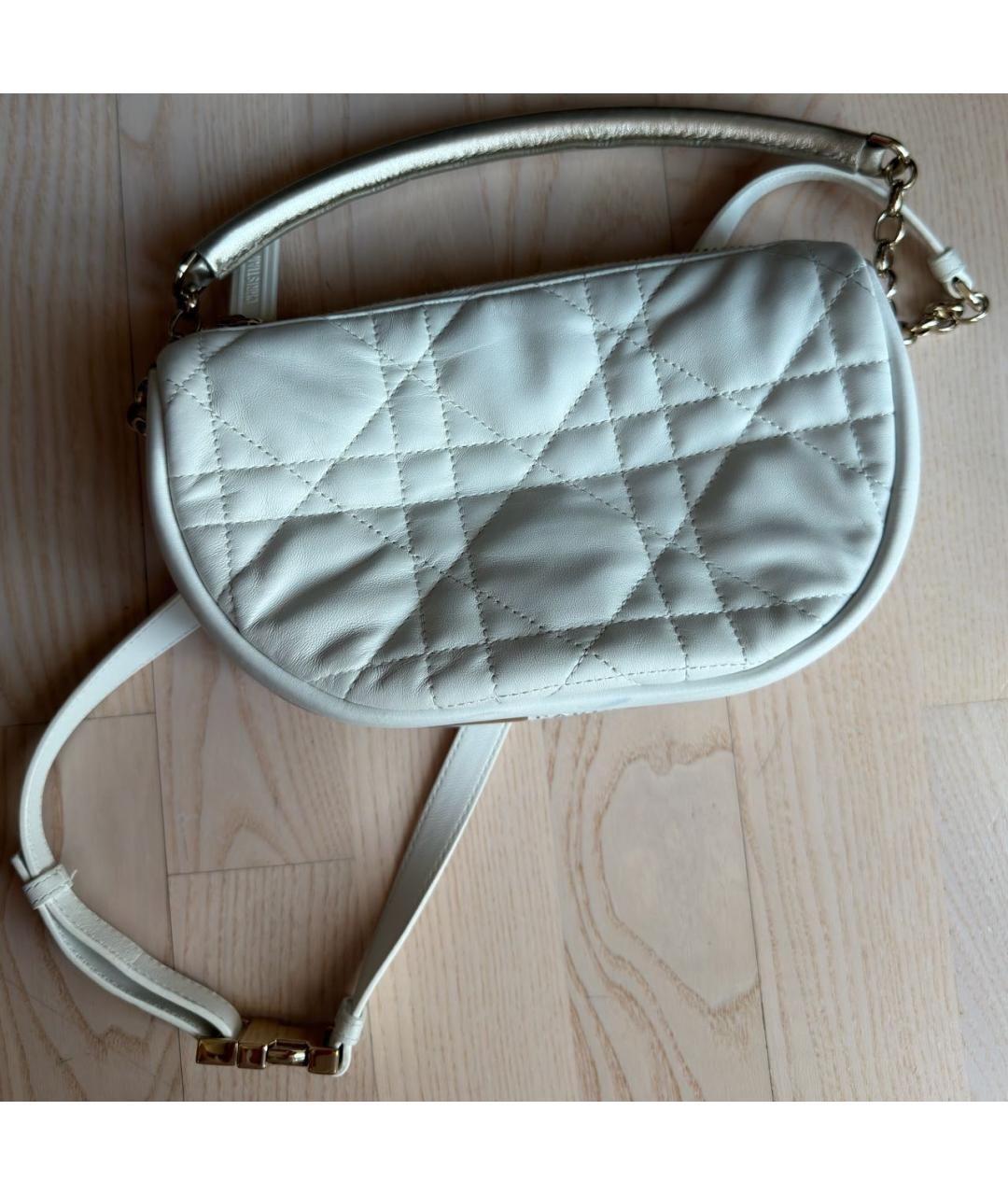 CHRISTIAN DIOR Белая кожаная сумка через плечо, фото 3