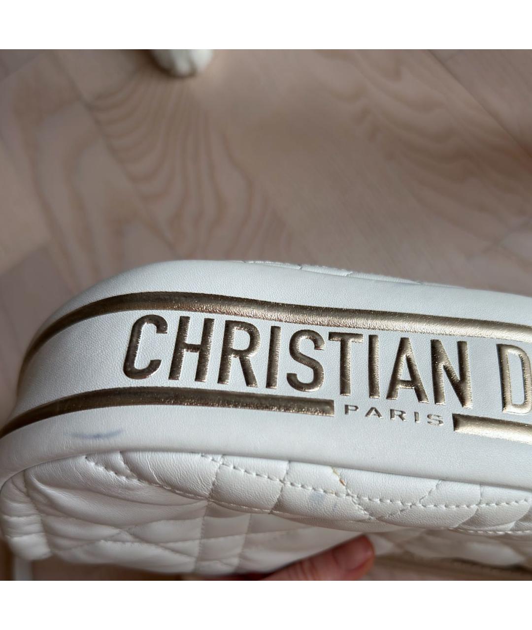 CHRISTIAN DIOR Белая кожаная сумка через плечо, фото 4