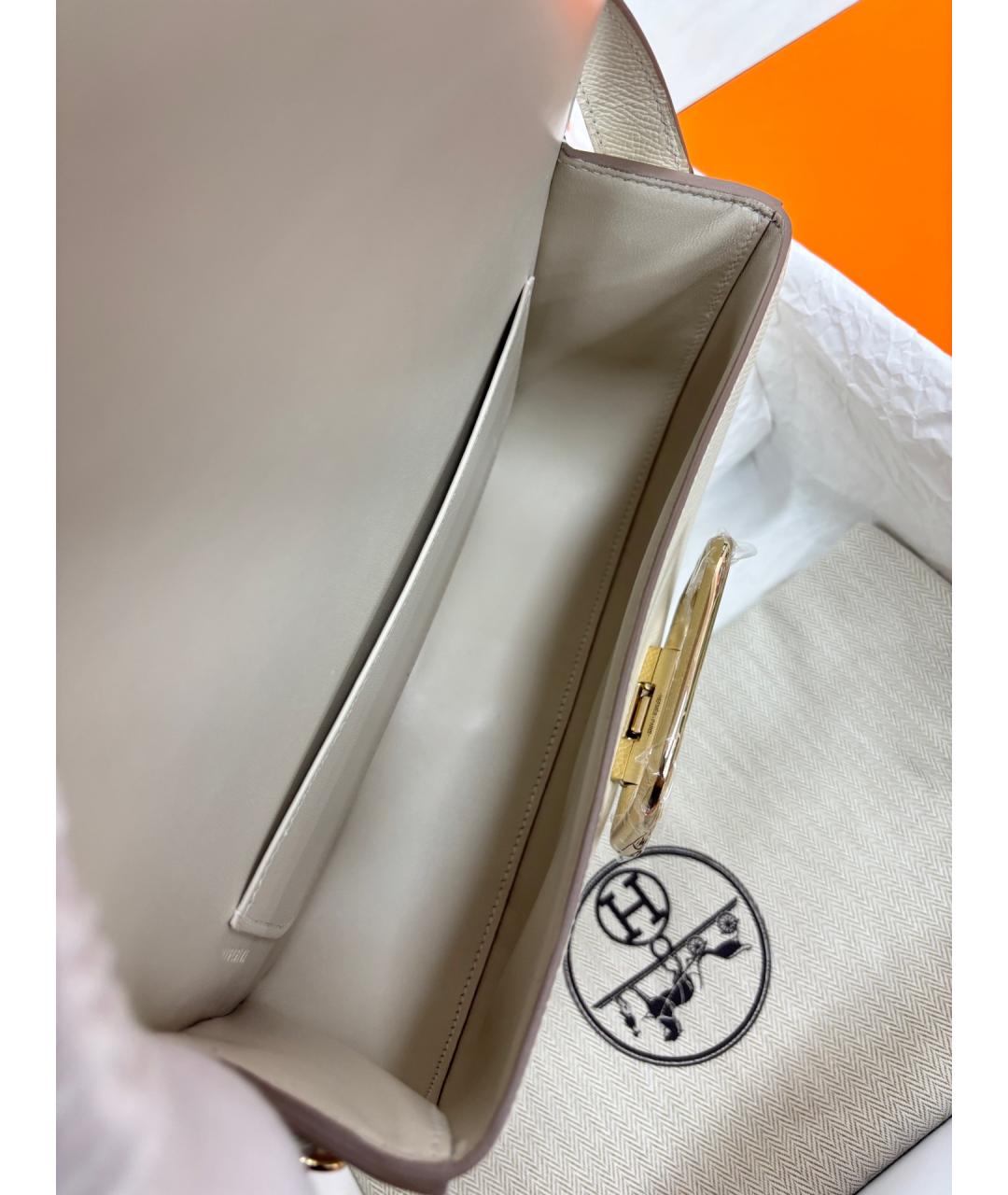 HERMES Белая кожаная сумка через плечо, фото 6