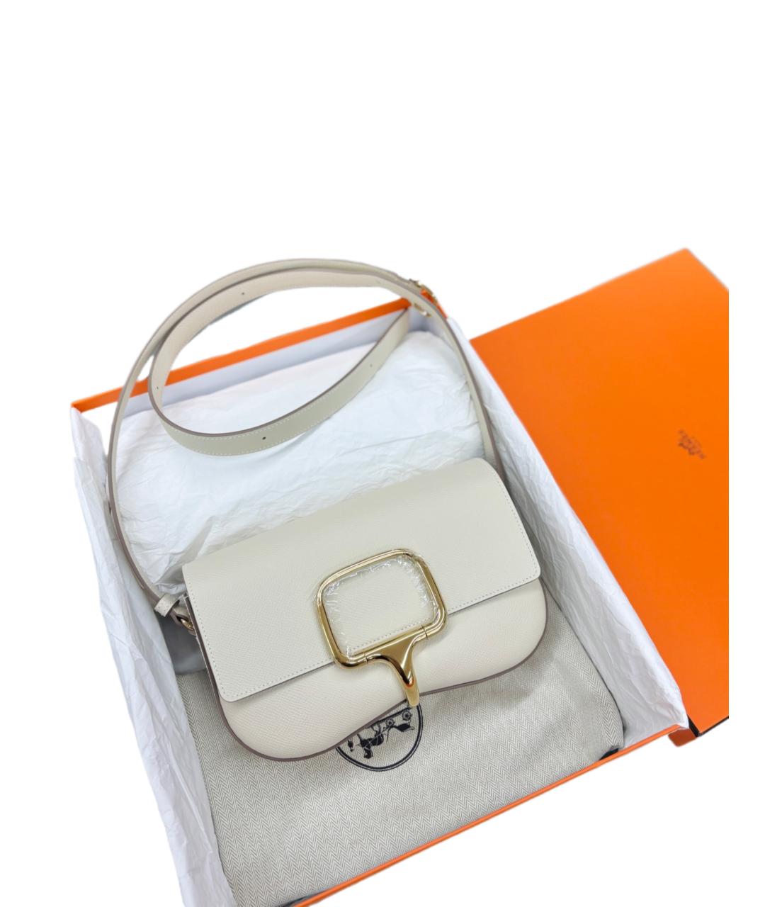 HERMES Белая кожаная сумка через плечо, фото 7
