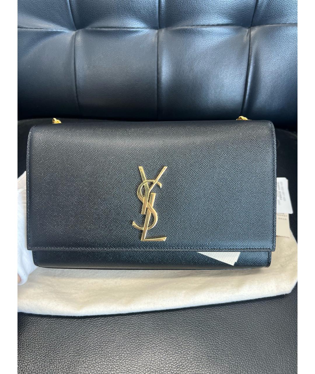 YVES SAINT LAURENT BEAUTY Черная кожаная сумка через плечо, фото 2