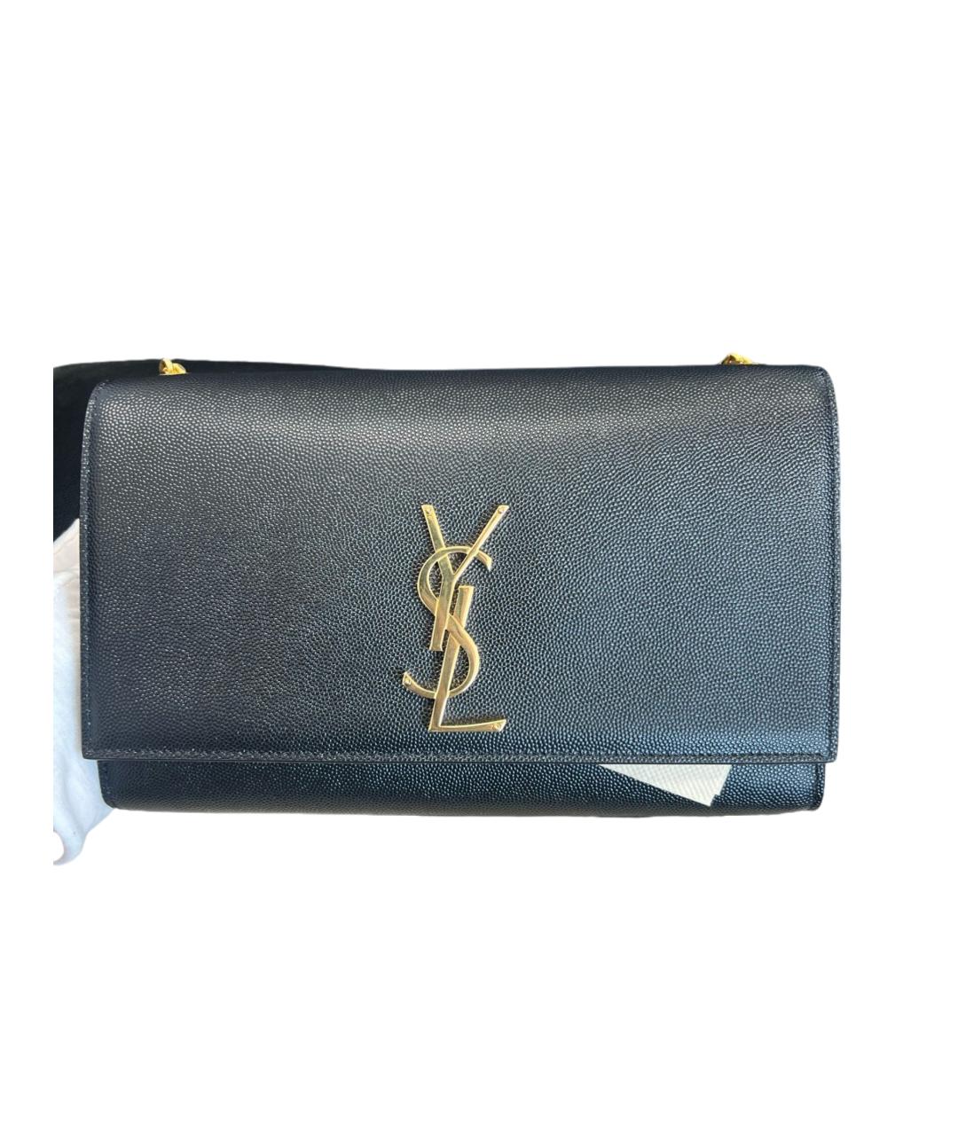 YVES SAINT LAURENT BEAUTY Черная кожаная сумка через плечо, фото 6