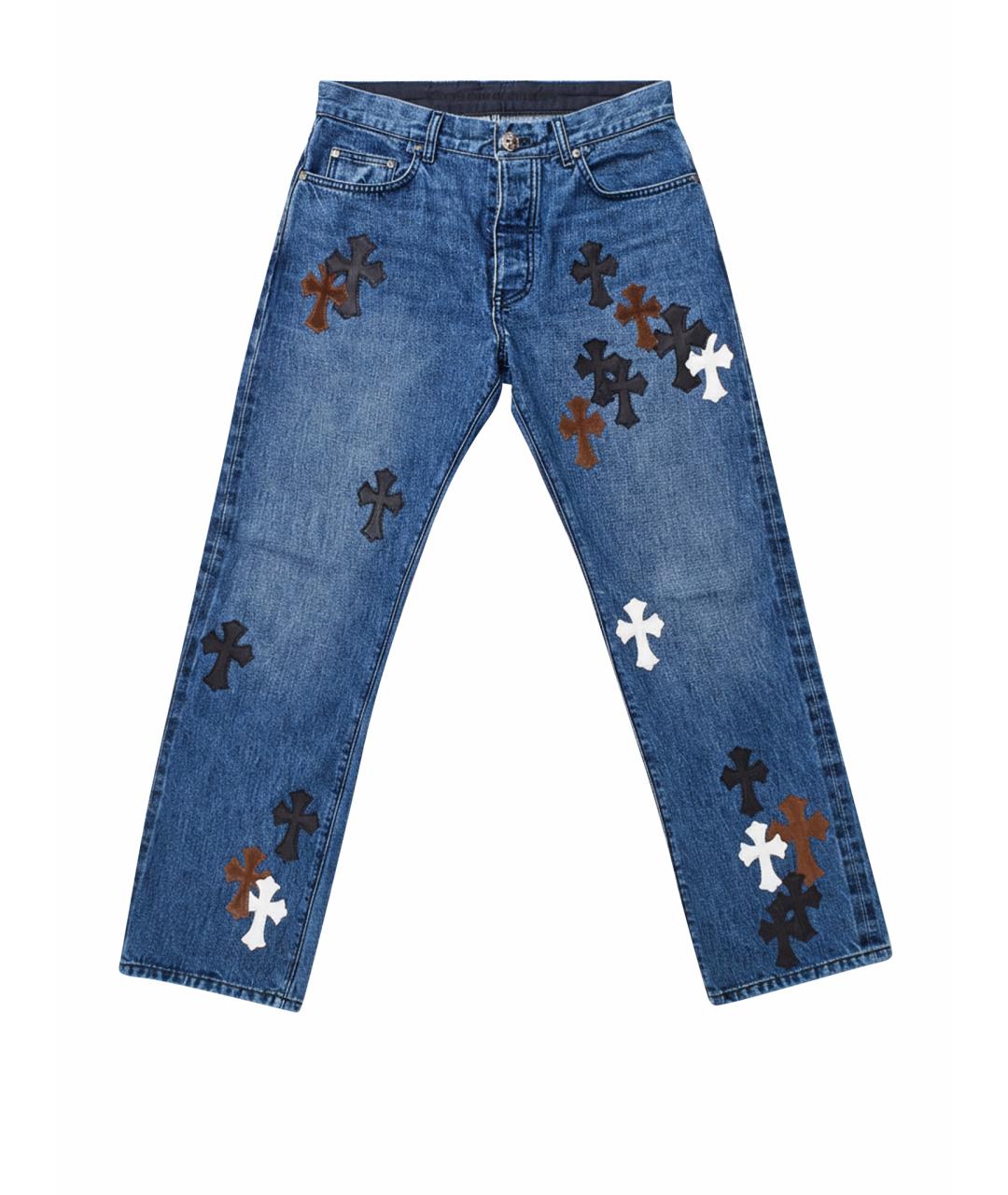 CHROME HEARTS Темно-синие хлопковые прямые джинсы, фото 1