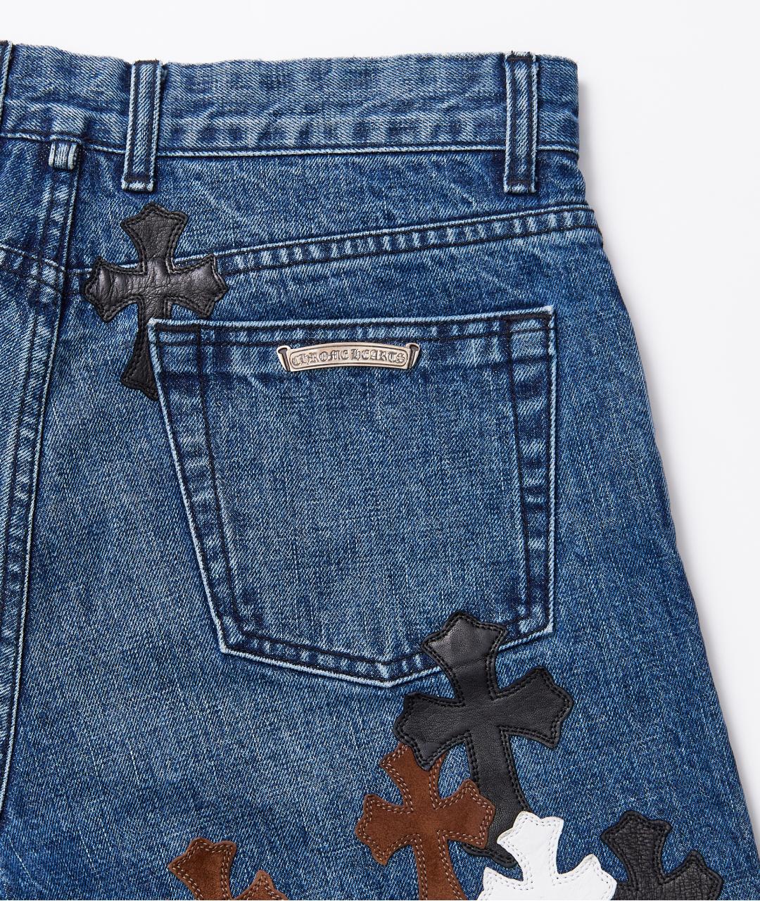 CHROME HEARTS Темно-синие хлопковые прямые джинсы, фото 3