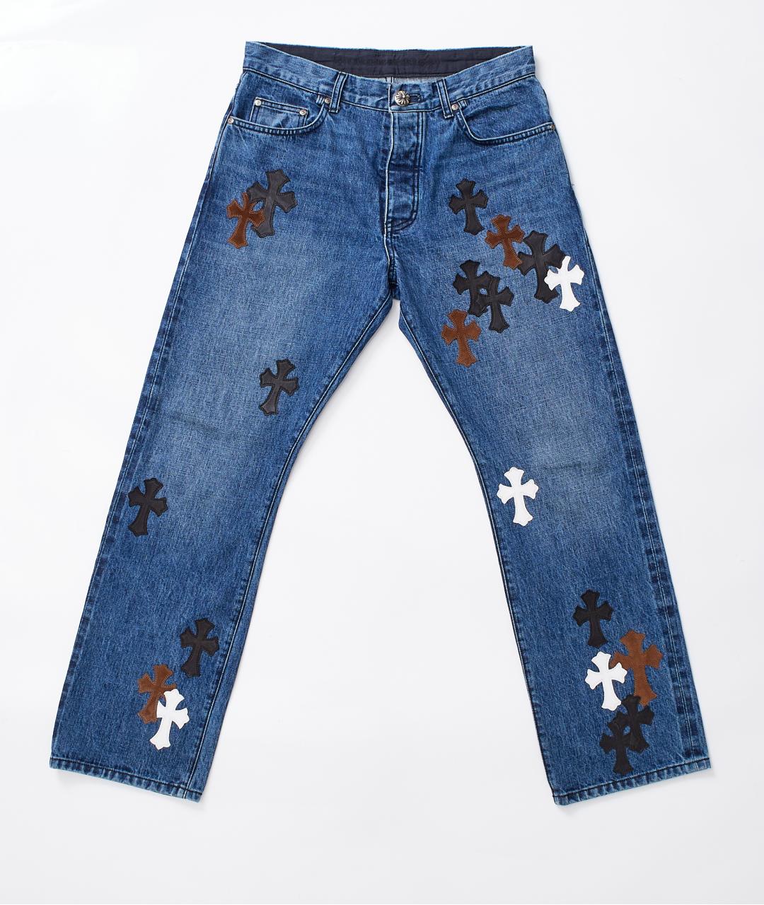 CHROME HEARTS Темно-синие хлопковые прямые джинсы, фото 4