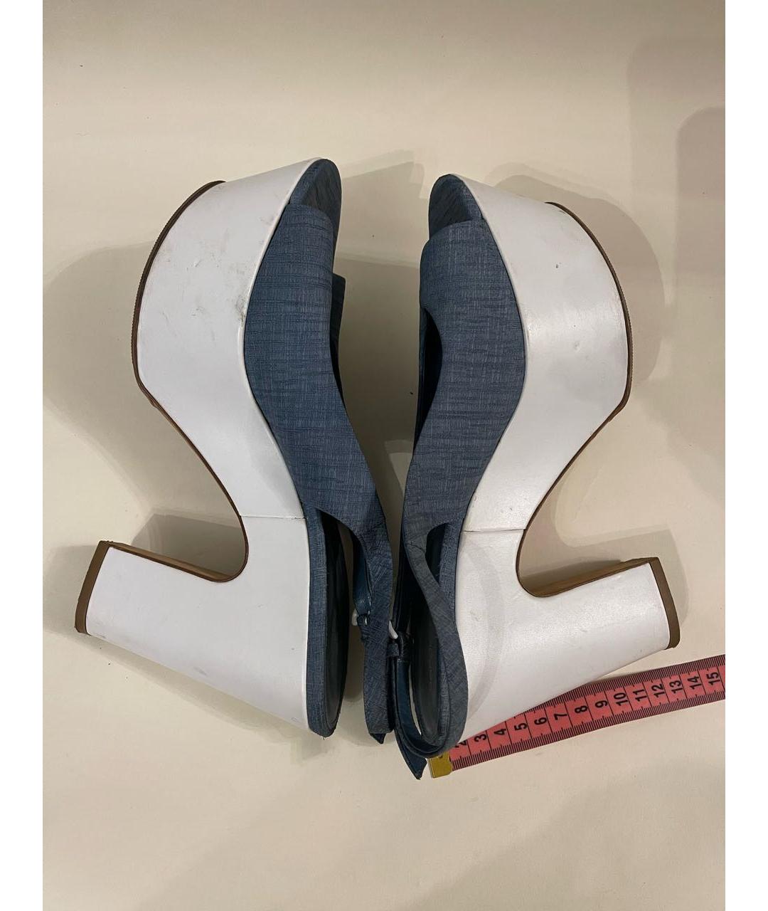 SERGIO ROSSI Голубые кожаные босоножки, фото 6