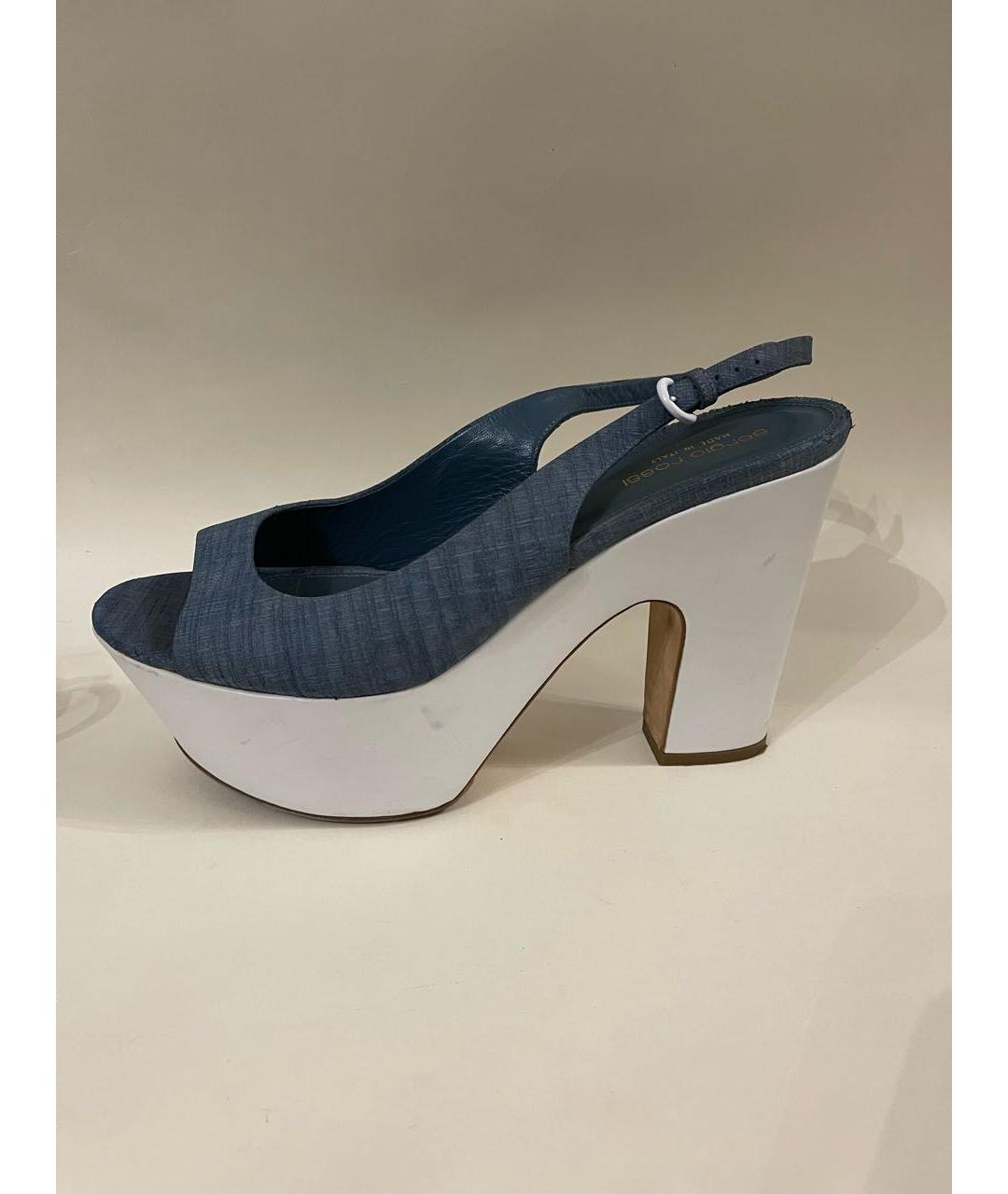 SERGIO ROSSI Голубые кожаные босоножки, фото 2