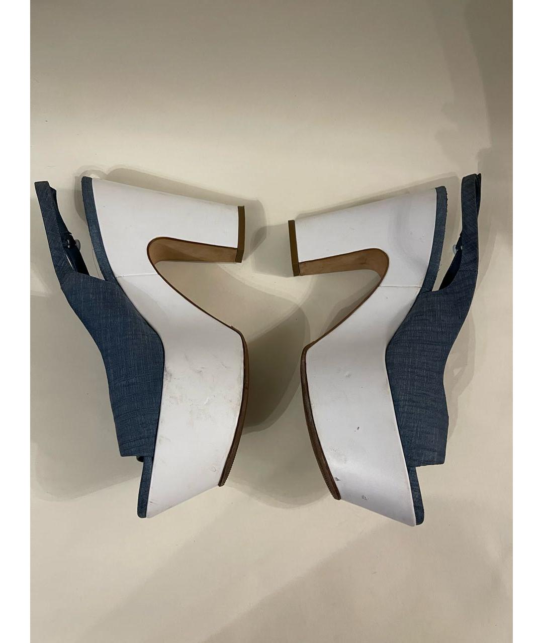 SERGIO ROSSI Голубые кожаные босоножки, фото 8