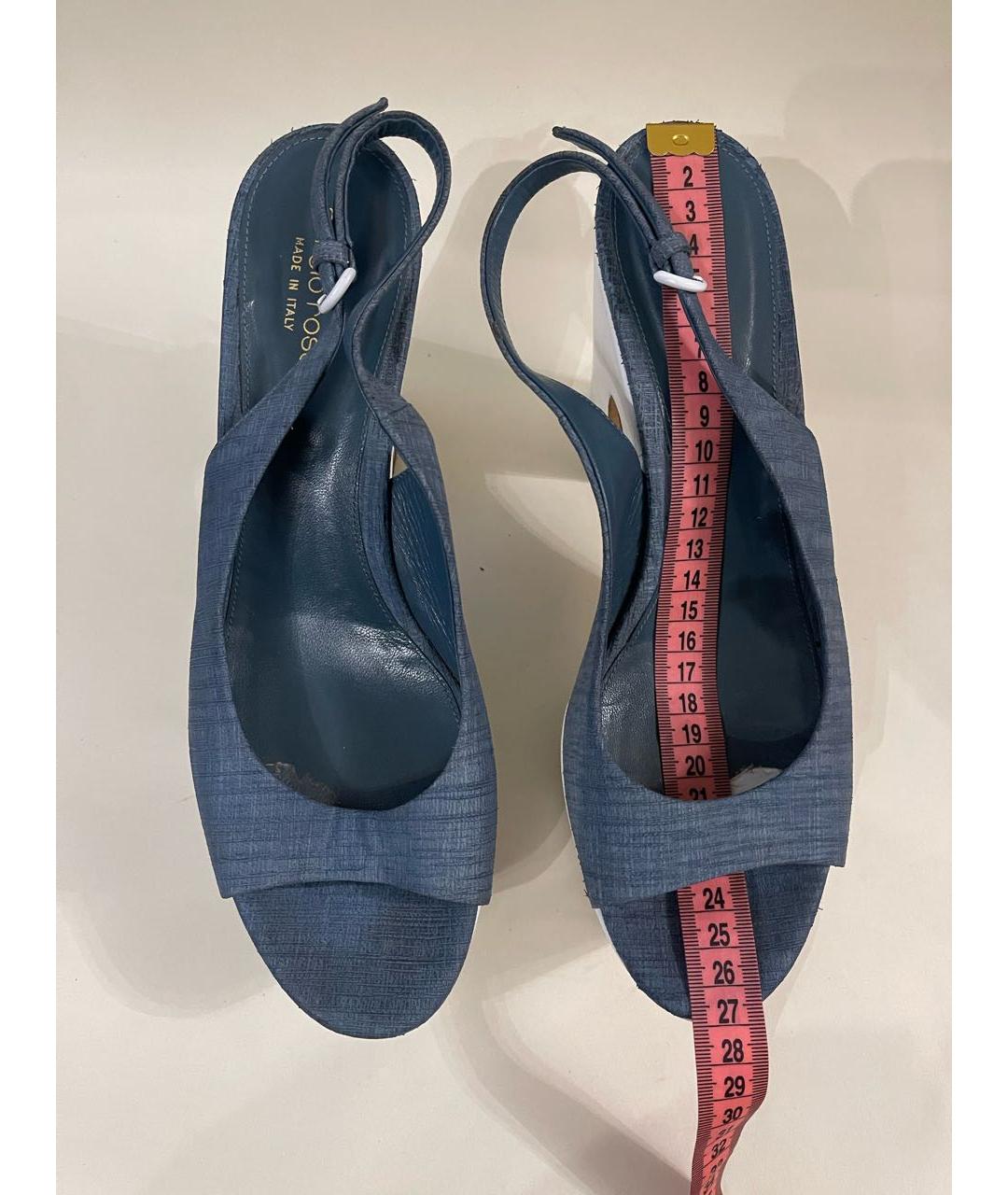 SERGIO ROSSI Голубые кожаные босоножки, фото 7