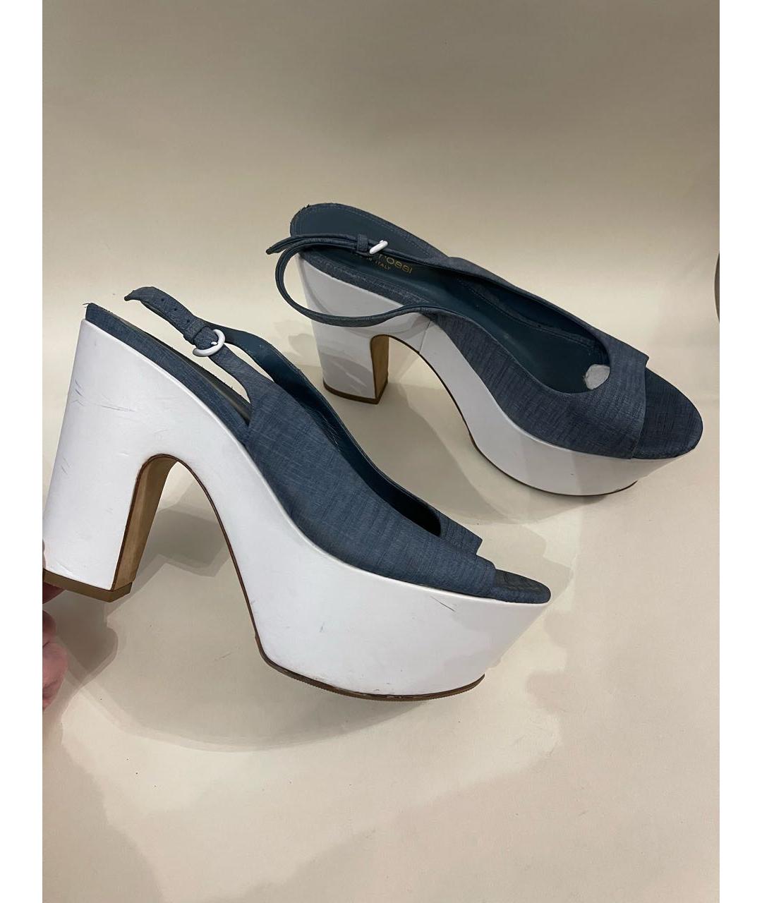 SERGIO ROSSI Голубые кожаные босоножки, фото 3