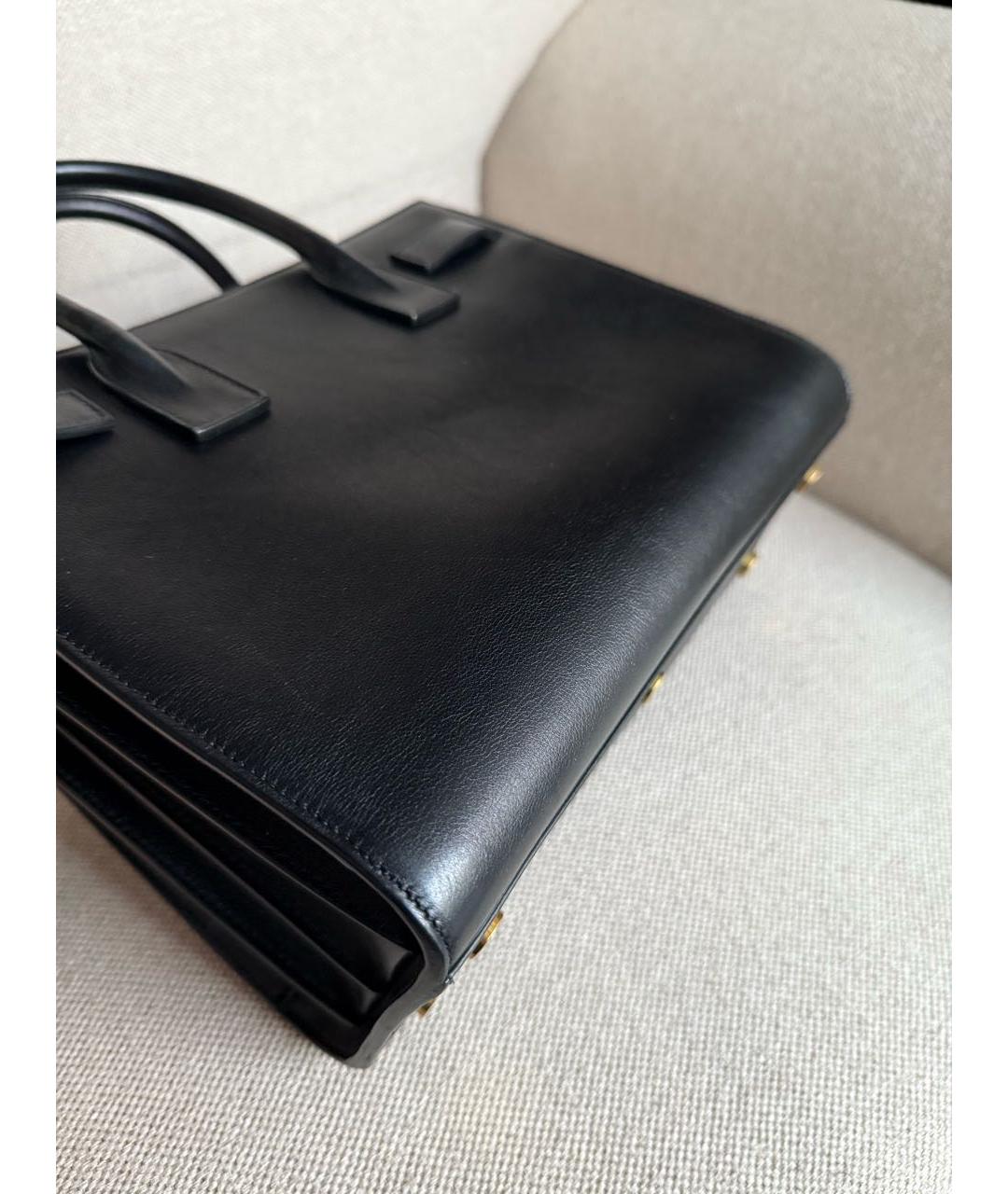 SAINT LAURENT Черная кожаная сумка тоут, фото 8