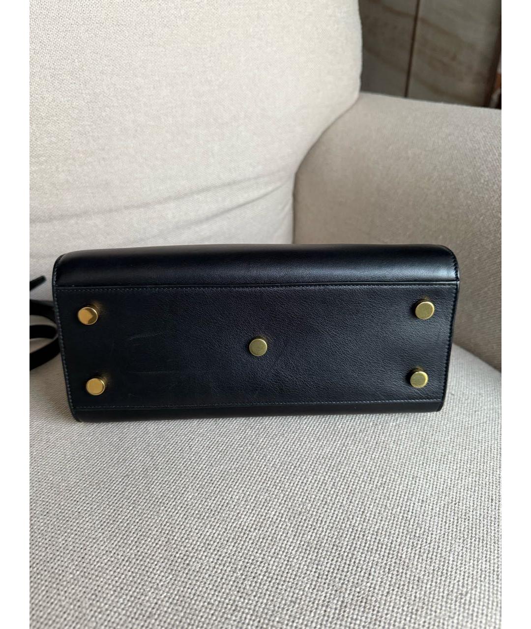 SAINT LAURENT Черная кожаная сумка тоут, фото 7