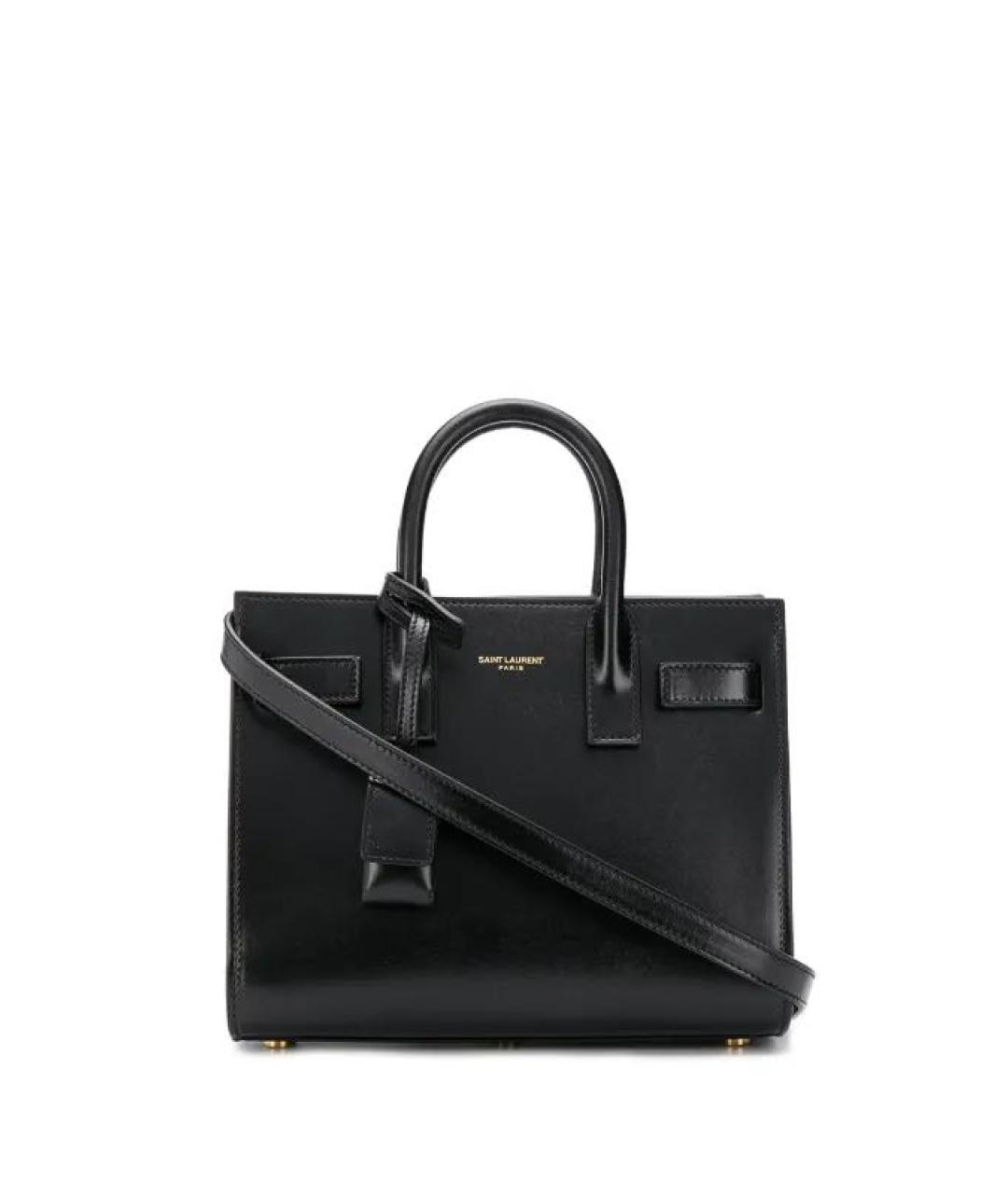 SAINT LAURENT Черная кожаная сумка тоут, фото 1