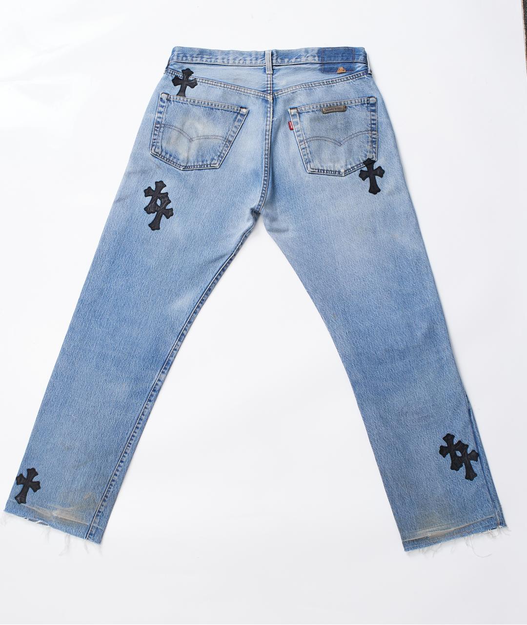 CHROME HEARTS Голубые хлопковые прямые джинсы, фото 4