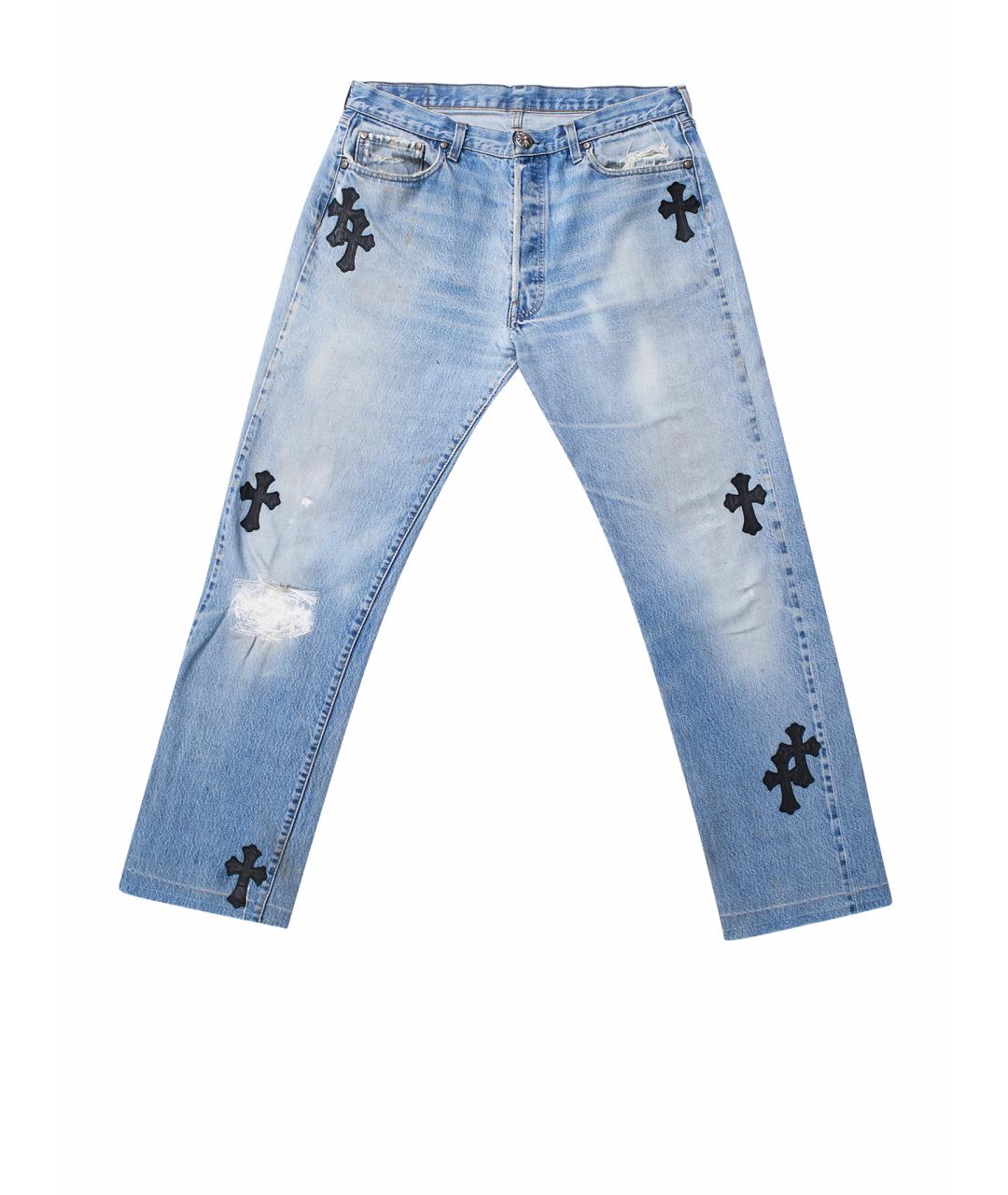 CHROME HEARTS Голубые хлопковые прямые джинсы, фото 1