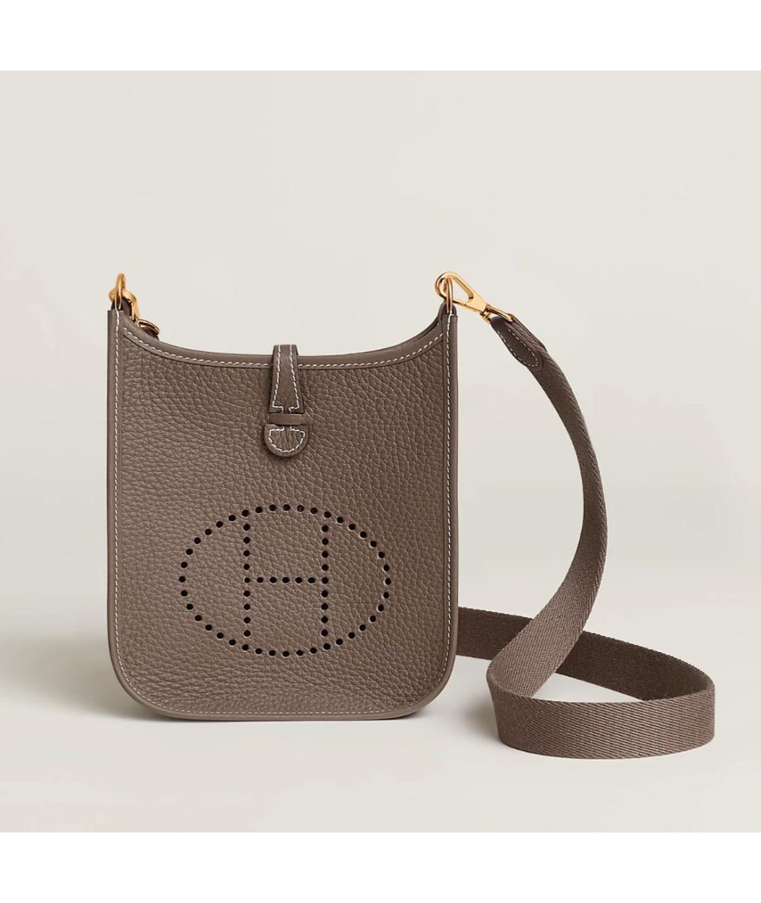 HERMES Серая кожаная сумка через плечо, фото 4