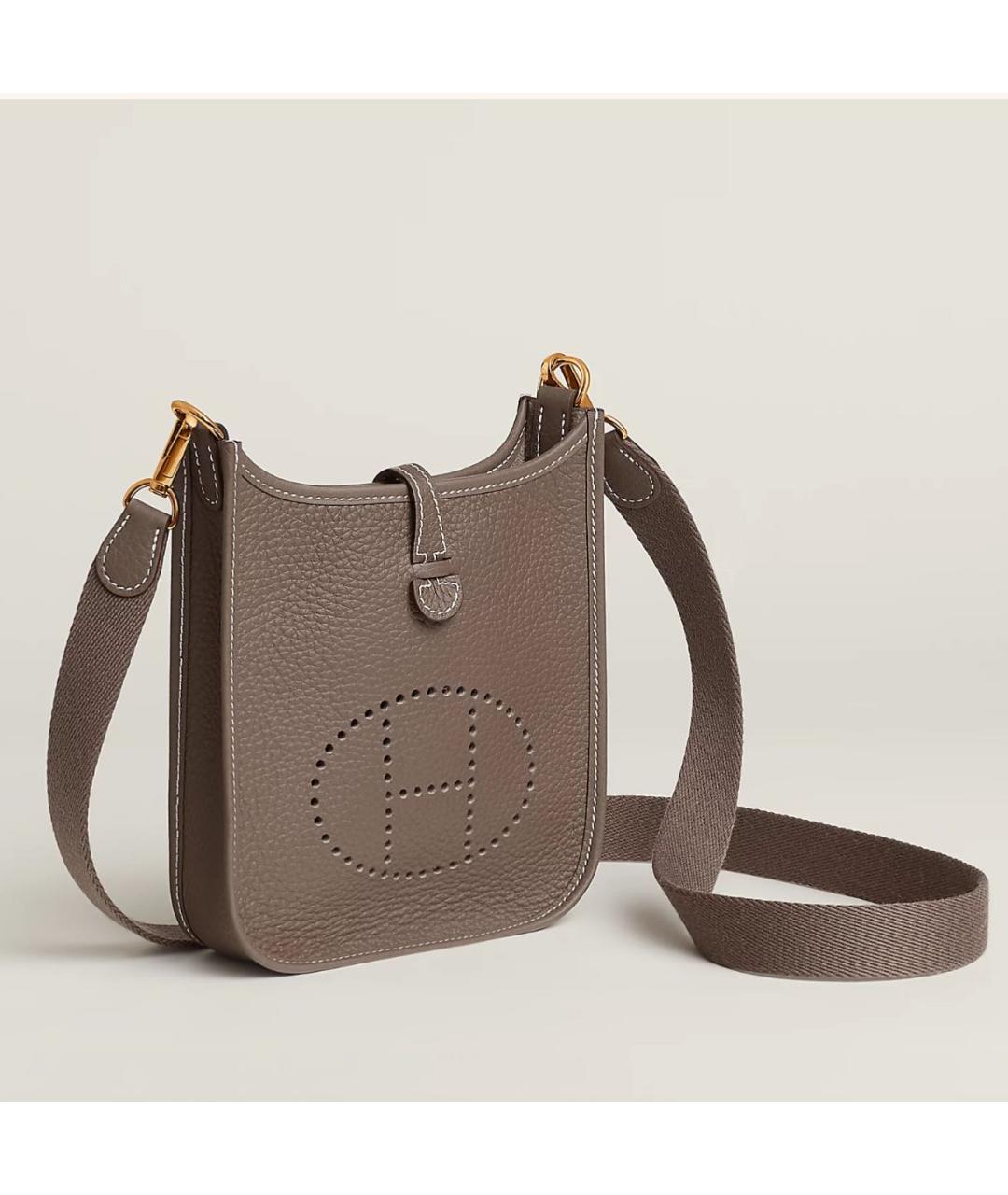 HERMES Серая кожаная сумка через плечо, фото 2