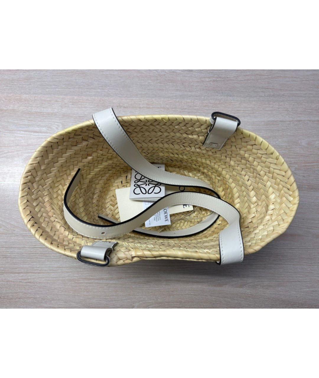 LOEWE Бежевая пелетеная пляжная сумка, фото 4