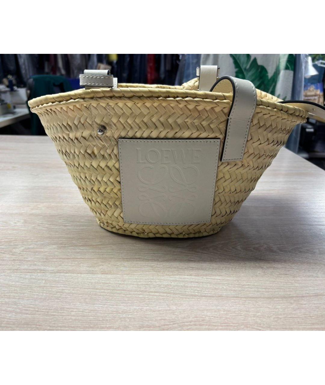LOEWE Бежевая пелетеная пляжная сумка, фото 2