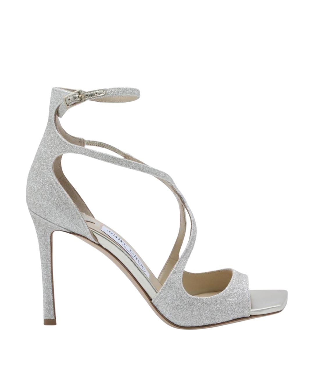 JIMMY CHOO Серебряные текстильные туфли, фото 1