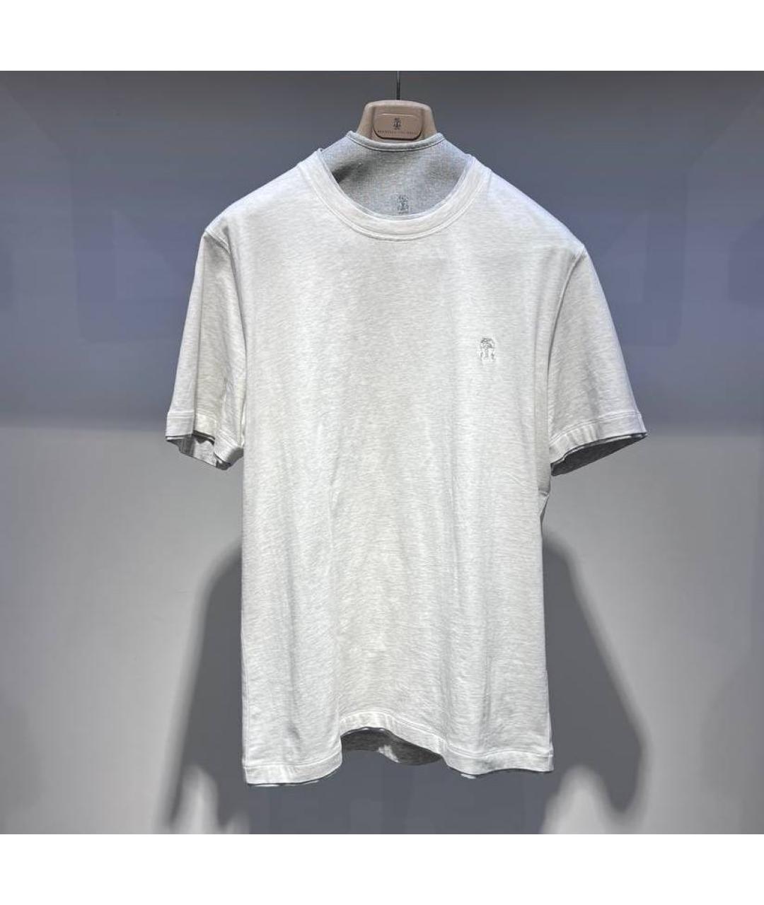 BRUNELLO CUCINELLI Белая хлопковая футболка, фото 4