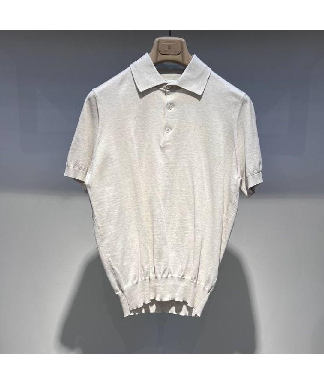 BRUNELLO CUCINELLI Белое хлопковое поло с коротким рукавом, фото 4
