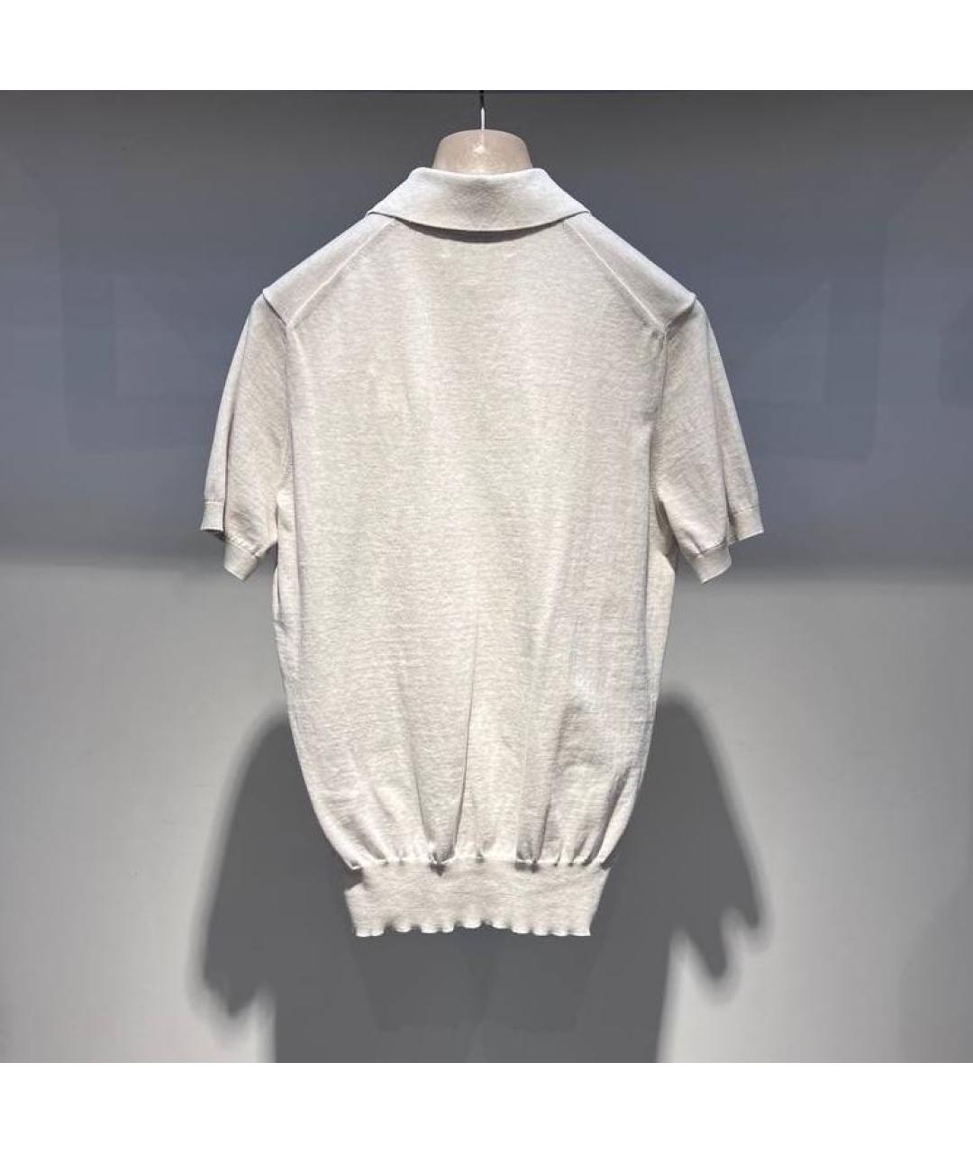 BRUNELLO CUCINELLI Белое хлопковое поло с коротким рукавом, фото 2