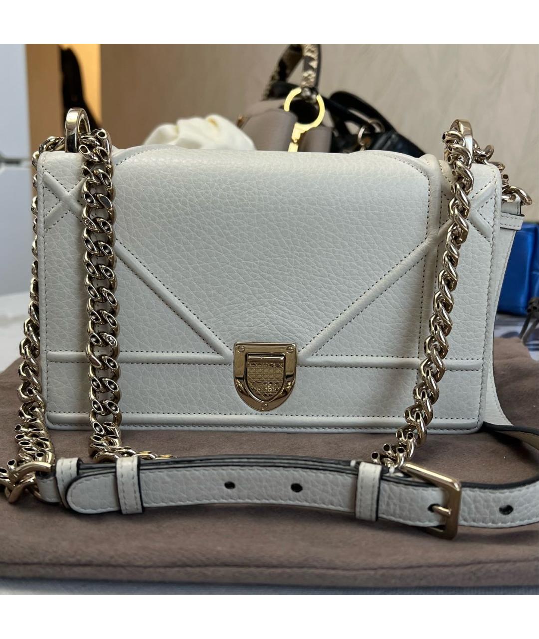 DIOR BEAUTY Бежевая кожаная сумка через плечо, фото 9