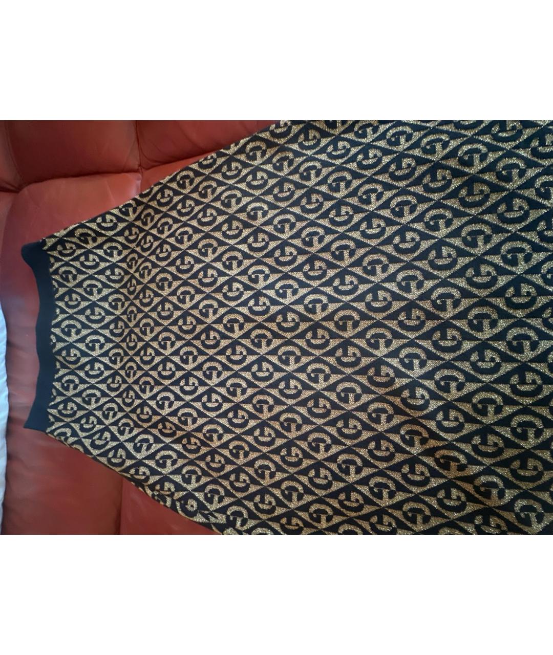 GUCCI Золотая шерстяная юбка миди, фото 4