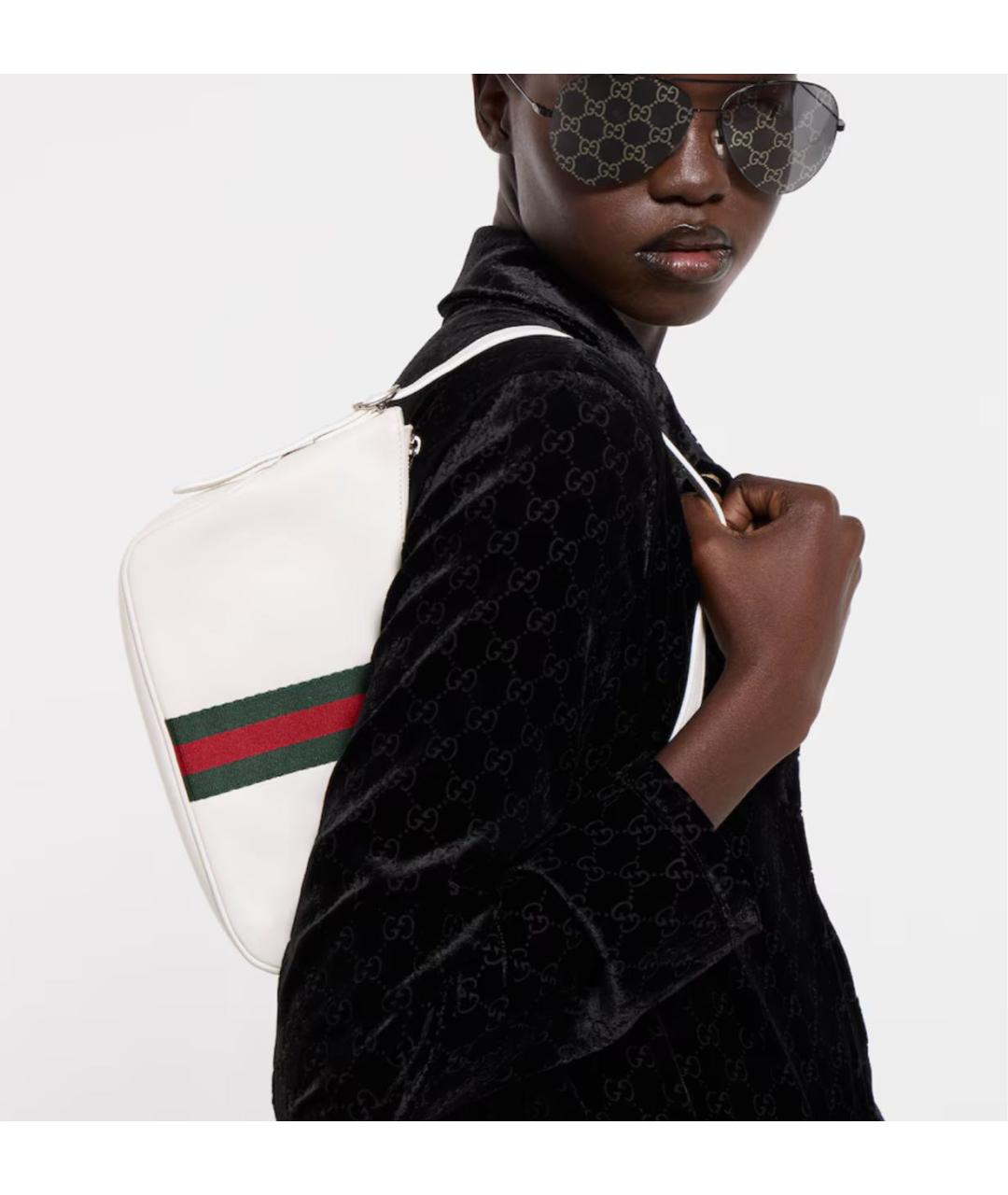 GUCCI Белая кожаная сумка с короткими ручками, фото 2
