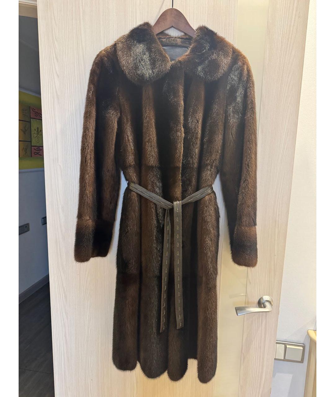 FENDI Коричневая меховая шуба, фото 9