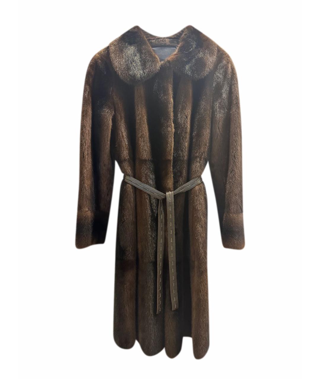 FENDI Коричневая меховая шуба, фото 1