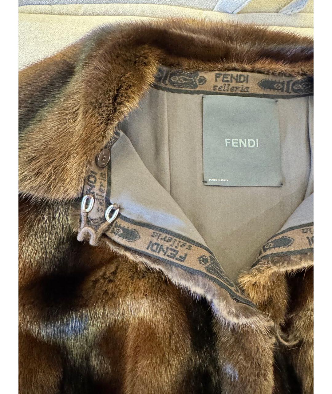 FENDI Коричневая меховая шуба, фото 4