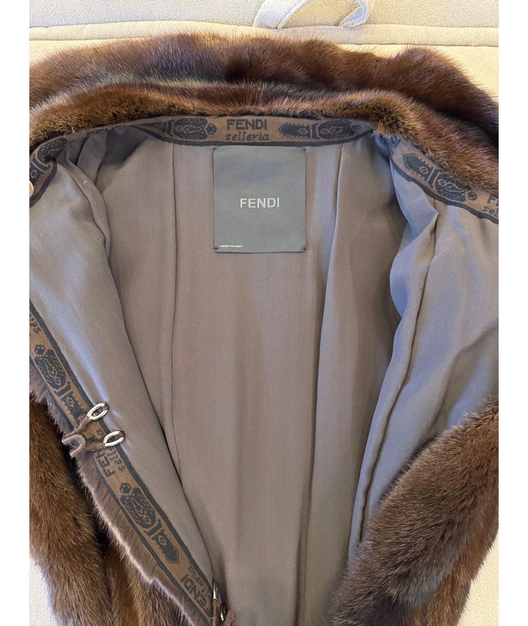FENDI Коричневая меховая шуба, фото 3