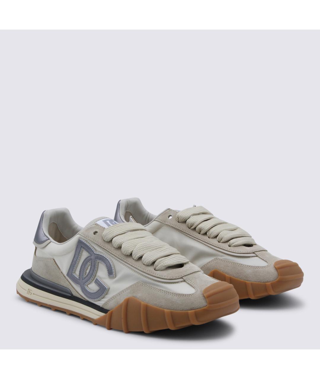 DOLCE&GABBANA Серые текстильные низкие кроссовки / кеды, фото 2