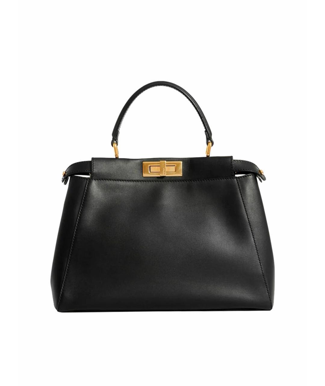 FENDI Черная кожаная сумка с короткими ручками, фото 1