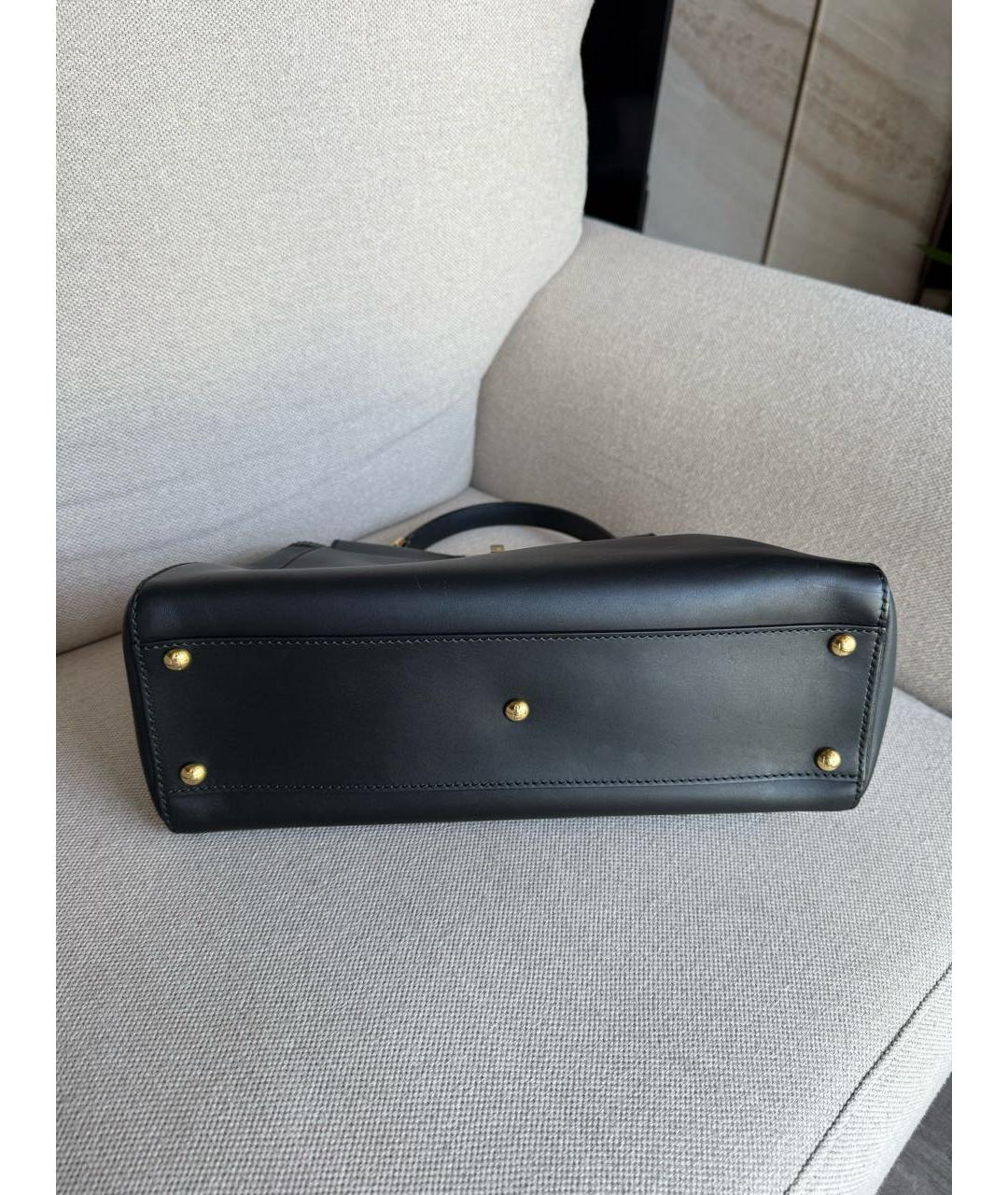 FENDI Черная кожаная сумка с короткими ручками, фото 7