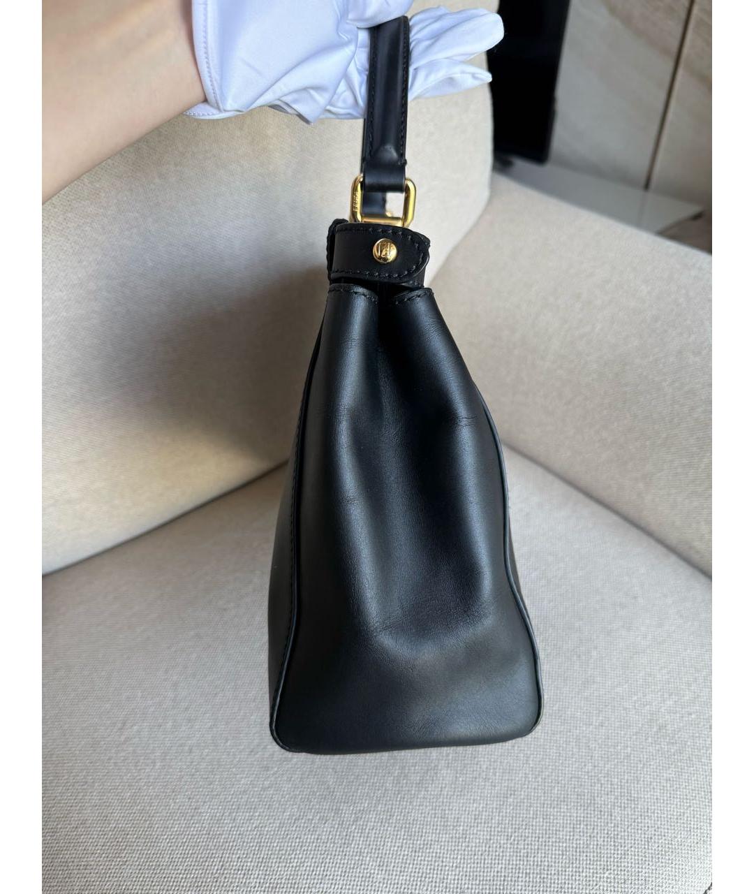 FENDI Черная кожаная сумка с короткими ручками, фото 5
