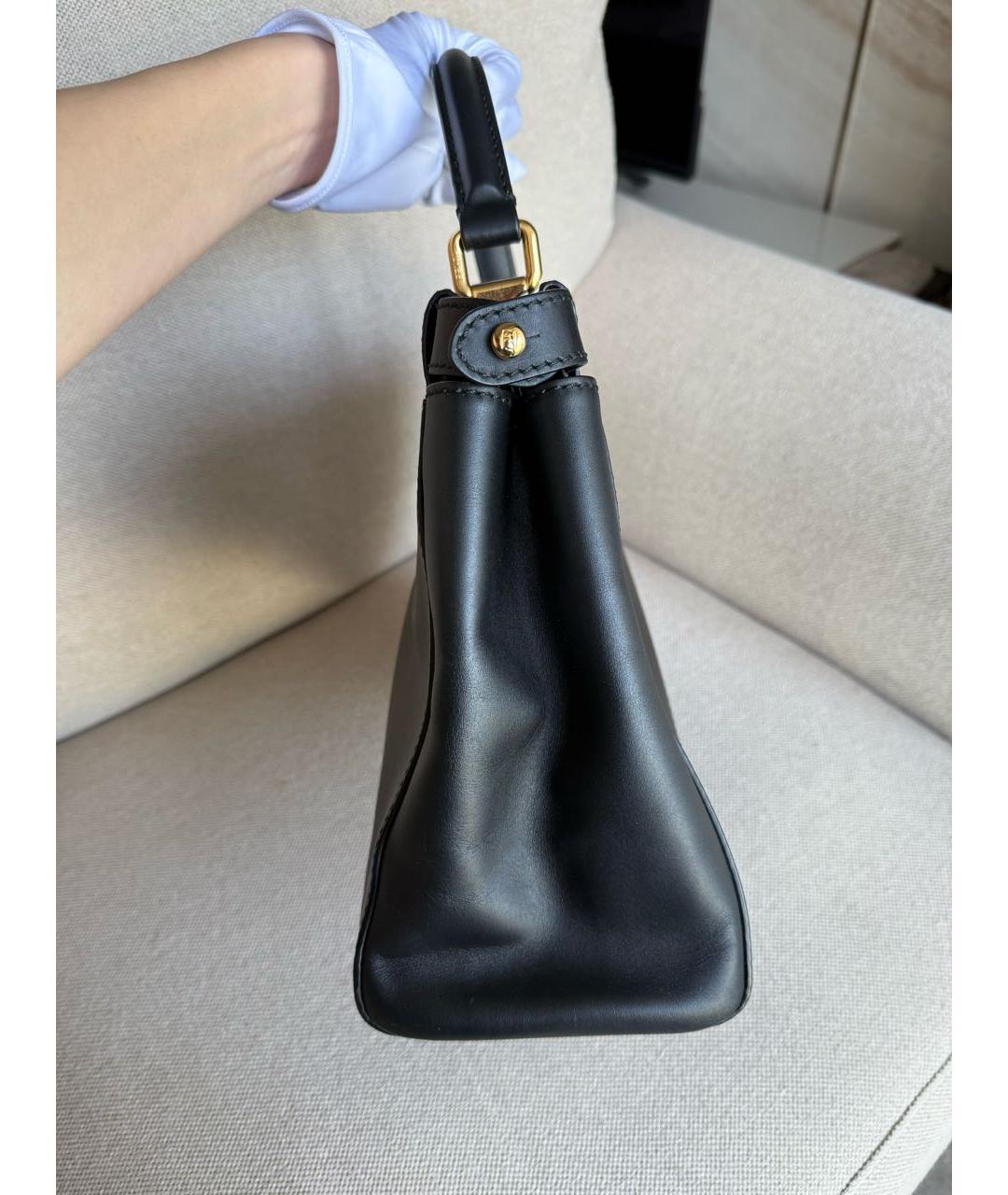FENDI Черная кожаная сумка с короткими ручками, фото 6
