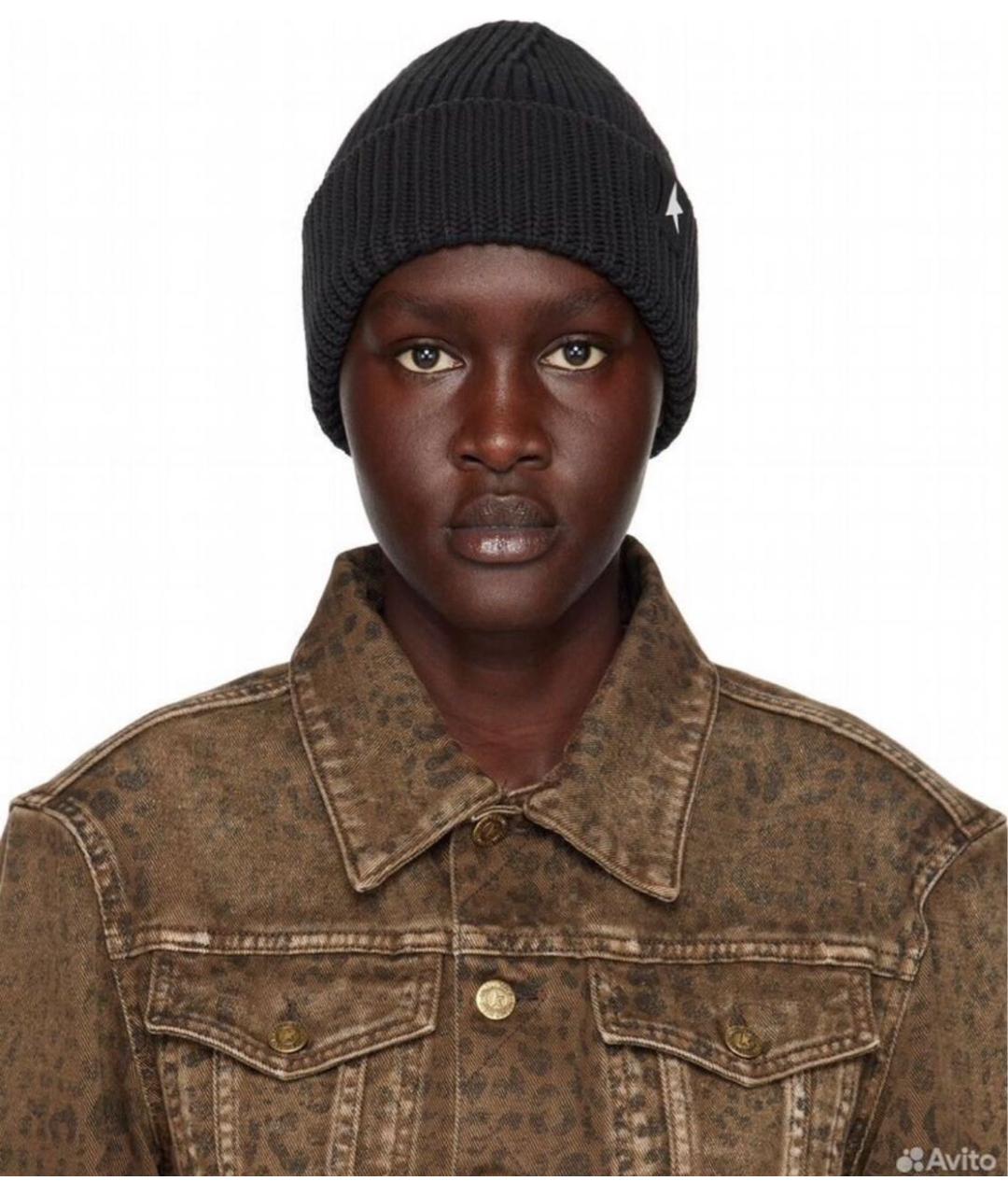 GOLDEN GOOSE DELUXE BRAND Черная шерстяная шапка, фото 6