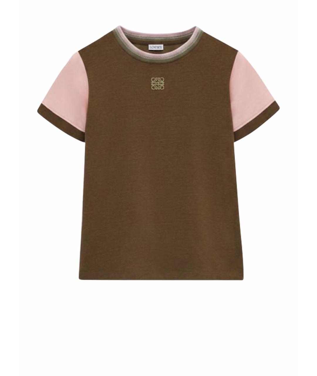 LOEWE Коричневая хлопковая футболка, фото 1